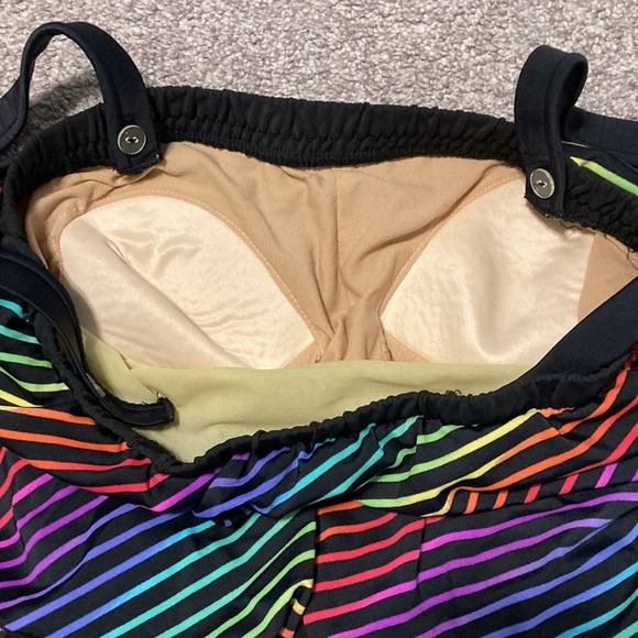Vintage Ceeb gold label blouson one piece swimsuit rainbow stripe - Picture 11 of 16